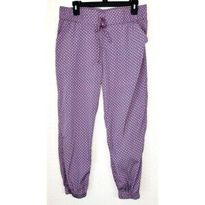 Aerie‎ Womens Joggers Silky Satin MEDIUM Blue Pink Elastic Cuff Pull On Pants